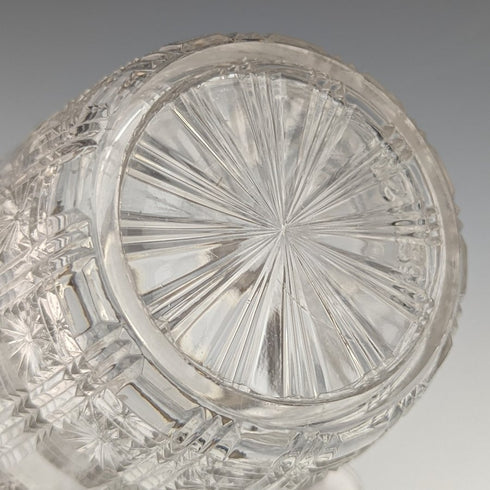 British antique cut glass jam pot silver plate lid with spoon